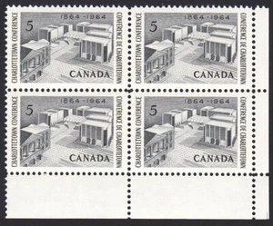 ARCHITECTURE, PEI CHARLOTTETOWN CONFERENCE = CANADA 1964 #431 MNH LR BLANK BLOCK - Picture 1 of 1