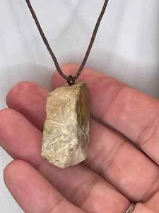 Handgefertigte lange Natursteinkette - primitiv braun und hellbraun grober Feuerstein - Bild 1 von 5