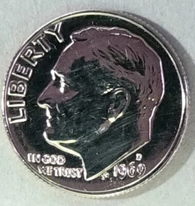 USA - 10 Cents - 1969 D - Roosevelt Dime - Cooper -MS 10C - No Errors  - Picture 1 of 12