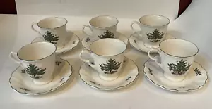 Juego de 6 tazas de café Nikko ""Happy Holidays"" con platillos 3,5"" de alto-NUEVO - Imagen 1 de 5