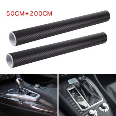 50x200cm 3D preto fosco fibra de carbono carro vinil filme adesivo impermeável - Imagem 1 de 4