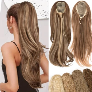 Drawstring Ponytail Clip in Hair Extension Layered Pony Tail Thick Real As Human - Picture 1 of 73