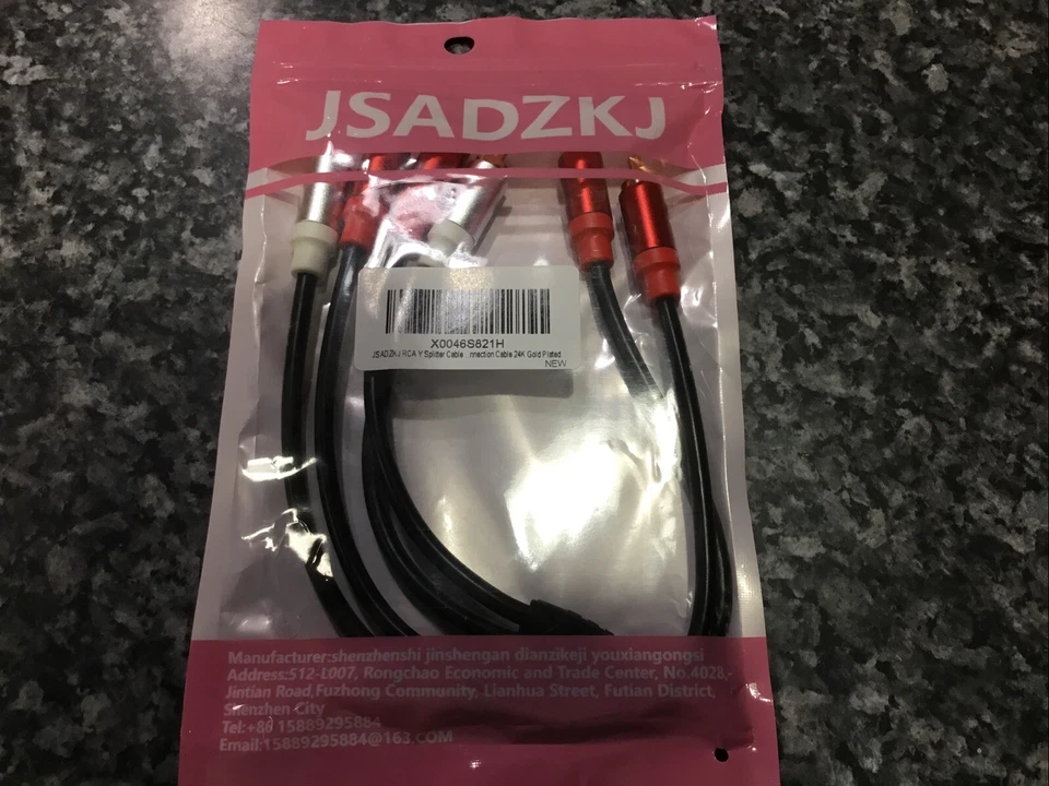 JSADZKJ RCA Cable Y Adapter 1 Male to 2 Male RCA Splitter Pair (2) 24k Gold - Image 1 of 1