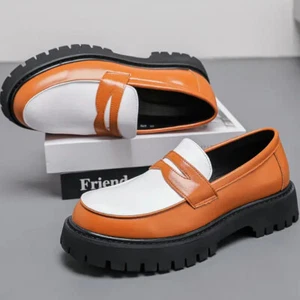 Mocassini uomo stile britannico slip on platform casual business colorblock primavera taglia - Foto 1 di 11