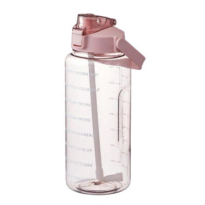 2L Large Water Bottle Time Marker Motivational Gym Sport Bottle w Straw BPA free — 第 1/4 张图片