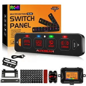AUXBEAM RGB 4 Gang Slim Switch Panel Circuit Control LED Light Bar Marine Boat - Picture 1 of 12