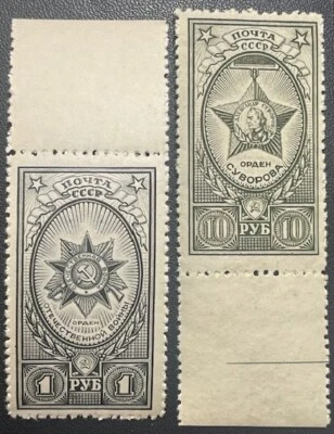 URSS✔️Sc. 897-8. Guerra patriótica/Suvorov med./ord. juego marginal. MNHOG. CV$18+ Foto 1 de 2