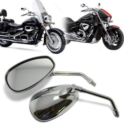 For Yamaha V Star 650 XVS650 250 1100 Chrome Motorcycle Rear View Side Mirrors - Image 1 of 4