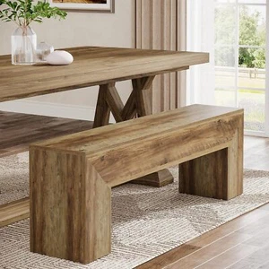 Dining Bench Farmhouse Wooden Entryway Bench Entry 47" Long Bench - Picture 1 of 9