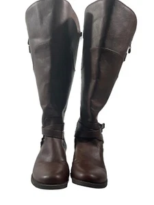 G by Guess Brown Faux Leather Tall Riding Harness Boots Womens 7 M - Picture 1 of 5