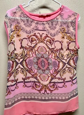 Blusa Travelsmith Rosa Feminina Top Pequena Sem Mangas Gola Redonda, Boho, Verão - Imagem 1 de 2