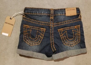 NWT True Religion Girls Super T Bronze Stitch Shorts, Size 6 - Picture 1 of 3