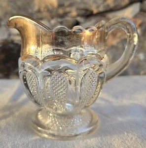 U.S. Glass Co. Texas Loop with Stippled Panel Creamer Pitcher EAPG c.1900 - Picture 1 of 6