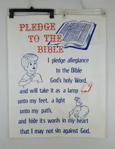Extremely Rare Pledge To The Bible School House Cloth Poster Flag 1940s - Picture 1 of 12