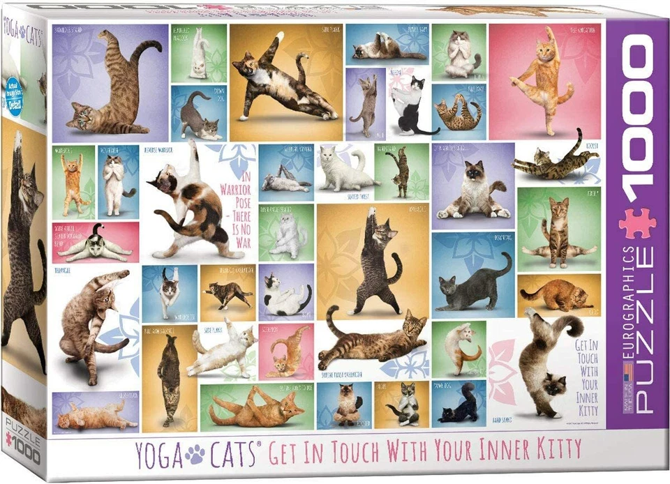Eurographics Yoga Cats 1000 piece jigsaw puzzle 680mm x 490mm - Image 1 of 1