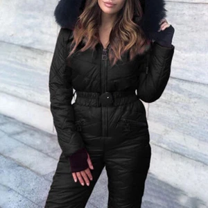Women's Winter Warm Snowsuit Quilted Hooded Coat Padded Trousers Pants Ski Suit - Picture 1 of 2