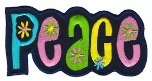 ab13★Peace Hippie Blumen Power Love Liebe Aufnäher Bügelbild Patch 10,8 x 5,3 cm - Bild 1 von 1