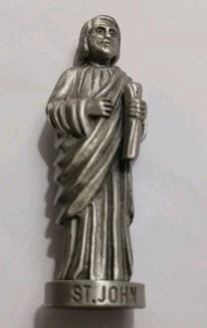 Vintage Creed Brand Pewter St John Figure Statuette 2.25" - Picture 1 of 3
