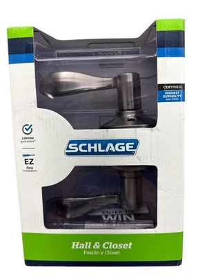Schlage Accent Hall & Closet  Door Lever Satin Nickel F10VACC619 NEW - Image 1 of 4