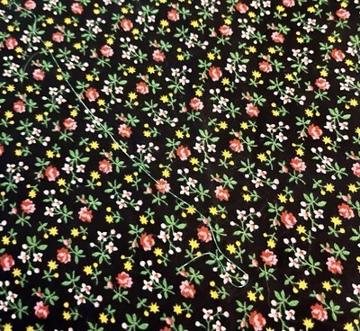 VTG Ditzy CALICO Blue w/ Yellow Pink Red Florals Cottagecore Grannycore 21"x10" - Image 1 of 4