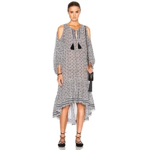 LEMLEM Kafa Hi-Low Midikleid Gr. S Schlüsselloch Quaste zum Binden Cold Shoulder  - Bild 1 von 10