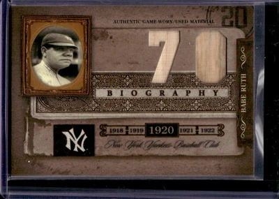 Babe Ruth 2005 Playoff Prime Cuts Biography #70th Home Run Bat Relic - Image 1 of 2