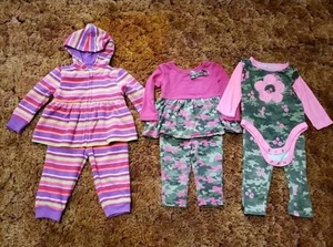 Girls Size 12 Months - 3 Outfits Long Sleeve  Winter Warm Pink Camo  - Picture 1 of 4