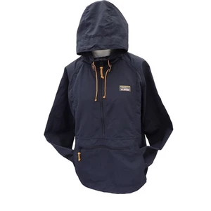 LL Bean Pullover Jacket Mens XL Black Nylon Packable Hooded Stowaway Hiking - Picture 1 of 14