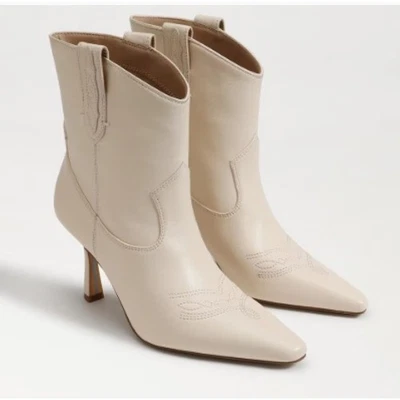 Sam Edelman Womens Ivory Leather Western Ankle Boots Heel Pointed Toe Sz 9M NEW - Image 1 of 4
