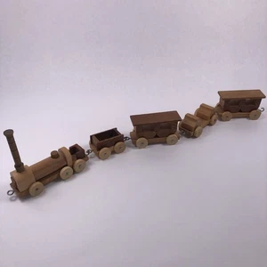 Tren de madera miniatura Loquai vintage años 70 Alemania - Juego de 5 piezas - Imagen 1 de 9