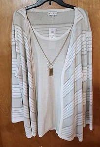Birch NY Damen Plus Lurex 2 in 1 Cardigan Top Größe 3X Gold Weiß 1 Stück Party - Bild 1 von 12