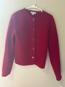 Cárdigan clásico con botones rojo 100 % lana Talbots chaqueta corta talla 6 - Imagen 1 de 6