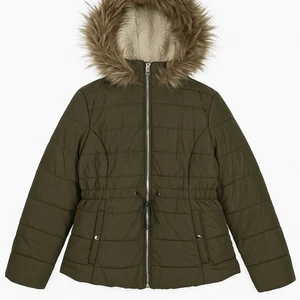 Maralyn & Me Olive Green Puffer Jacket Women's XXL Faux Fur Hood Winter Coat - Picture 1 of 12