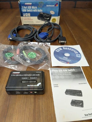 StarTech StarView 2-Port USB Micro KVM Switch Kit w/Audio & Cables SV221KUSB - Image 1 of 4