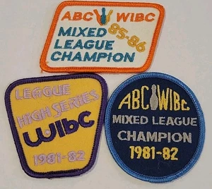 Parches de bolos vintage ABC WIBC 1981-82. 85-86 Naranja Azul Amarillo - Imagen 1 de 11