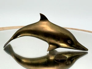 Vintage Figurine Dolphin Brass Desk Ornament - Picture 1 of 9