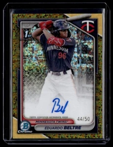 2024 Bowman Chrome Gold Speckle Autograph Eduardo Beltre 44/50 Minnesota Twins - Picture 1 of 2