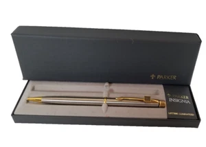Lápiz Parker Insignia Vintage - Borde Plateado y Dorado + Caja - Imagen 1 de 9
