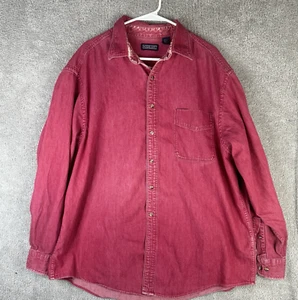 Vintage Land's End Shirt Men's Extra Large Denim Button Up Long Sleeve Pink - Picture 1 of 10
