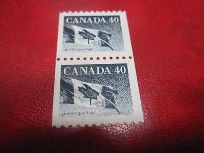 CANADAUnitrade# 1194C 40c ROLL STAMP ISSUES COIL VERTICAL  PAIR MNH - Image 1 of 2