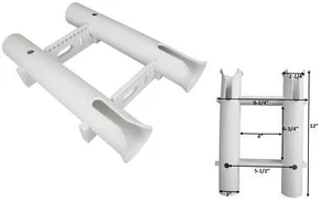 PactradeMarine Boat White UV estabilizado plástico soporte de caña de pescar de dos tubos doble - Imagen 1 de 8