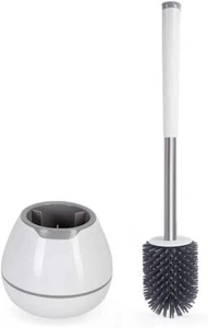 BOOMJOY Toilet Brush and Holder Set, Silicone Toilet Bowl Cleaner Brush White - Picture 1 of 6