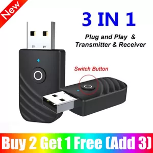 USB Bluetooth 5.0 Audio Transmitter Receiver Adapter For TV PC Car AUX F5K6 UK - Picture 1 of 12