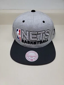 Brooklyn Nets NBA Druckknopflasche Mütze von Mitchell & Ness verstellbar grau & schwarz - Bild 1 von 11