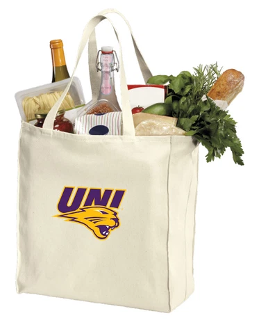 University Northern Iowa Grocery Bags UNI Shopping Bag 100% NATURAL COTTON! Cover