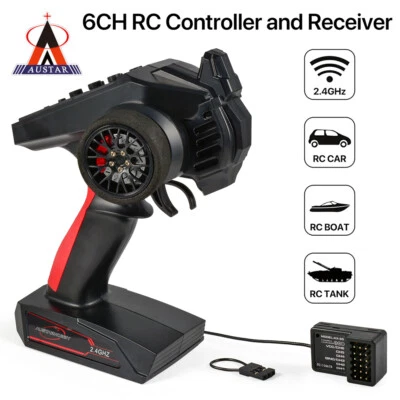 AUSTAR RC Transmitter+Receiver 2.4G 6CH Universal Controller for 1/10 1/8 RC Car - Image 1 of 4