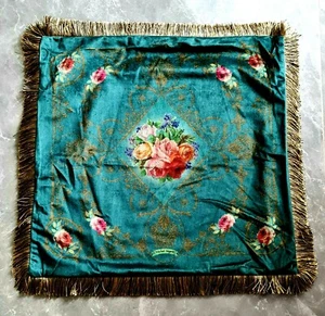 Decoration Michal Negrin Beautiful Deep Green Velvet Pillow Cover Case Roses.  - Picture 1 of 11