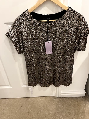 COAST Ladies Sequin Top Gold Size 8 Brand New with Tags - Image 1 of 4