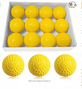 Baseballs 12 Pack Yellow Dimpled Baseballs, 9-Inch Pitching Machine Baseballs fo - Picture 1 of 6
