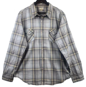 ARIZONA JEAN COMPANY Button Shirt Mens Size Extra Large Brown Blue Plaid Western - Picture 1 of 18